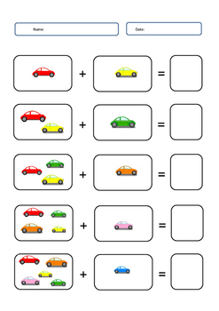 addition worksheet cars theme by Lital Tzurit | Teachers Pay Teachers