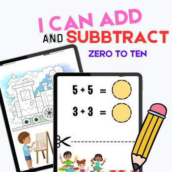 Preview of addition ADD and subtraction fun worksheet 1 grade