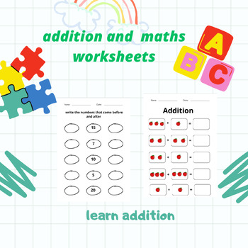 Preview of addition and  maths worksheets , Before and After Num  ber for kids