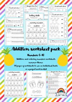 Preview of Addition and Ordering Numbers Worksheet Pack