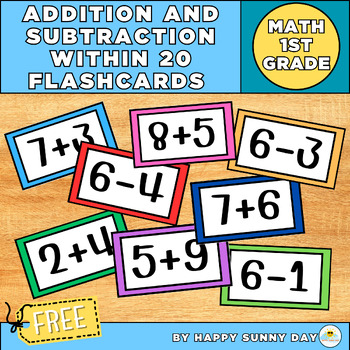 Preview of Addition And Subtraction Within 20 Flashcards For Grade 1 Math