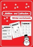 addition and subtraction worksheets winter math in kindergarten!
