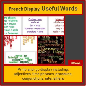 Preview of adjectives and useful words French wall display 