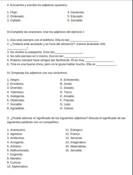 adjetivos de personalidad / adjectives by spanish classroom | TpT