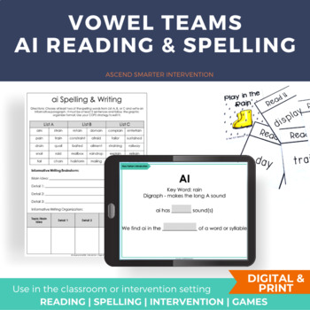 Preview of ai Reading & Spelling Lesson INCLUDES DIGITAL