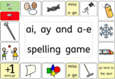 ai, ay and a-e spelling board game