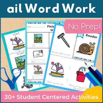 Preview of ail Word Family Word Work and Activities - Long A Word Work