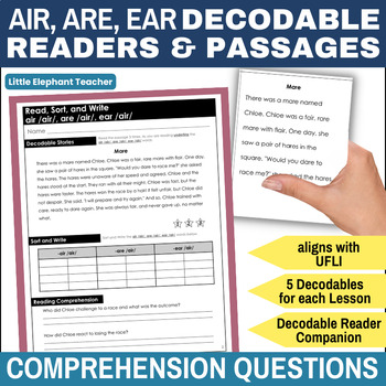 Preview of air, are, ear Decodable Readers Passages Science of Reading Comprehension UFLI