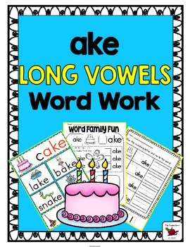 'ake' Word Family Long Vowel Word Work by The Teacher Gene | TpT