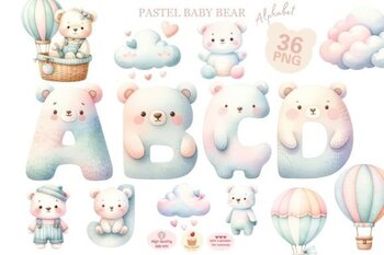 Pastel alphabet clipart