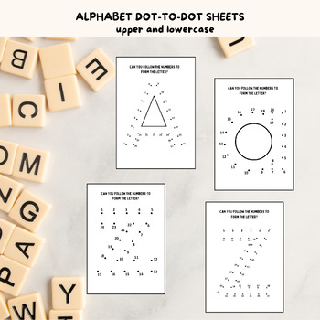 Preview of alphabet connect the dots worksheets, alphabet letter tracing, dot to dot abc,