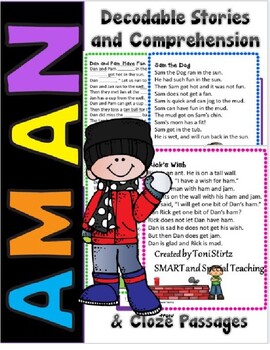 Preview of -am & -an Reading Passages & Comprehension Distance Learning Google First Grade