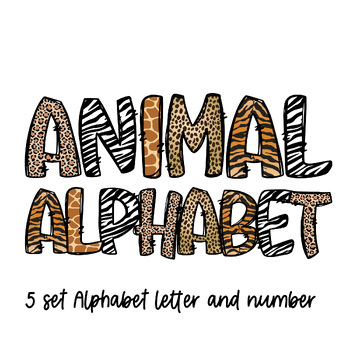 Preview of amimal safari Doodle Letters & Numbers Clipart Alpha Pack