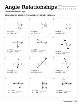 Preview of angle relationships worksheet