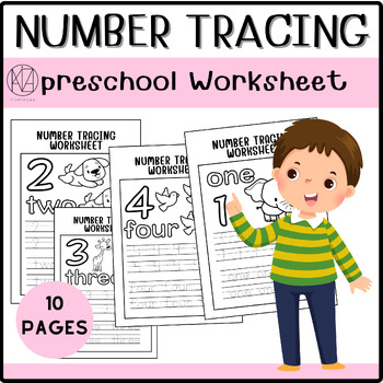 Preview of animal number tracing preschool