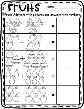 Math Simple Addition And Counting Worksheets With Pictures, Kindergarten