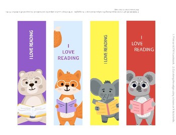 Preview of animals Bookmarks, Printable Bookmarks Set, for book