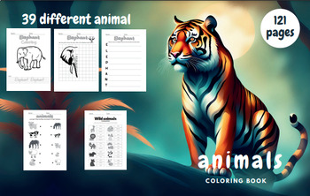 Preview of animals coloring book  :for children 5 to 13 (size 8.5 * 11) (121 pages )
