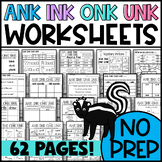 ANK INK ONK and UNK Worksheets: Picture & Word Sorts Cloze