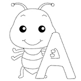 ant animal dotted line practice draw cartoon doodle kawaii