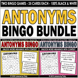 Antonyms Bingo Bundle | Games One and Two | Black and Whit