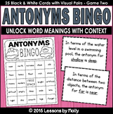 Antonyms Bingo | Game Two | Black and White Version