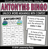 Antonyms Bingo | Game Two | Color Version
