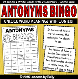 Antonyms Bingo | Game One | Black and White Version