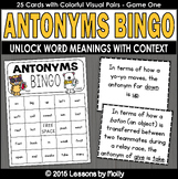 Antonyms Bingo | Game One | Color Version
