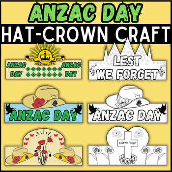 Preview of anzac day Hat & Crown Crafts -Headband craft bundle  | australia history craft