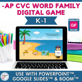 Preview of ap CVC Word Family Blending for PowerPoint™ Google Slides™ Boom Learning™