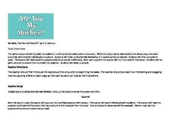 Preview of are you my mother modified story with questions