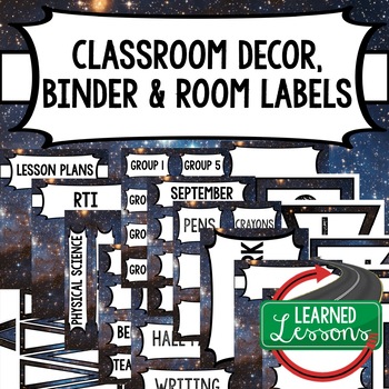 Preview of SECONDARY CLASSROOM DECOR, BINDER LABELS, Space Stars