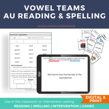 Preview of au Reading & Spelling Lesson INCLUDES DIGITAL