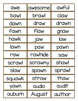 au aw Word Sort- File Folder Word Sorts by Make Take Teach | TpT