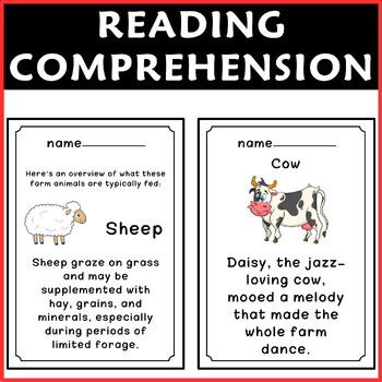 Preview of autism reading comprehension worksheets ,  Reading Comprehension