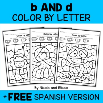 Preview of b and d Reversal Color by Letter + FREE Spanish Version