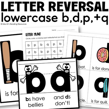 Preview of Letter Reversals for b d p and q Reversal Posters Letter Phonics Intervention