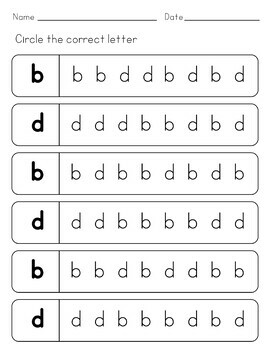 b and d Reversal Worksheet | b and d Confusion by Blooming Kids Club