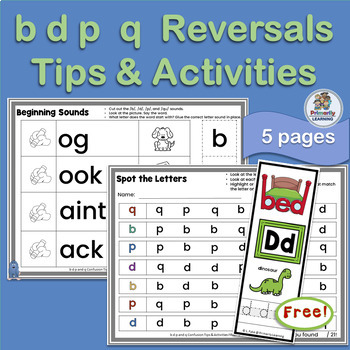 Preview of b and d p and q Reversal Worksheets, Bookmarks and Poster Activities FREE
