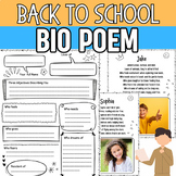 Back to School All About Me Writing Activity Bio Poem Temp