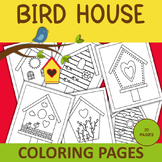 back to school bird house coloring sketches activity.