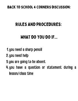 Preview of back to school-rules and procedures/classroom community 4-corners discussion (6)