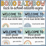 back to school signs | boho rainbow | editable
