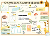 bee themed classroom, sunflower classroom decor, gnomes cl