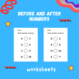before and after numbers Math worksheet / Before, Between & After