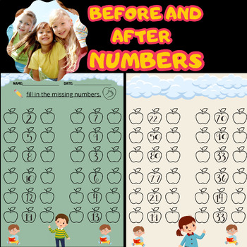 Preview of before and after numbers worksheets pdf