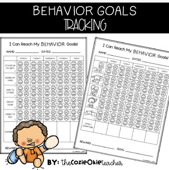 Preview of behavior goal setting chart  / tracker / weekly /  premade / editable