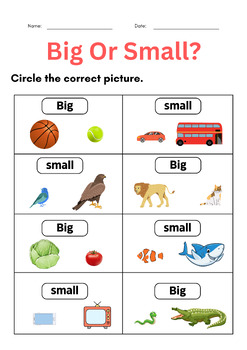Big and Small: Learning Size Worksheet for Pre-K - 1st Grade