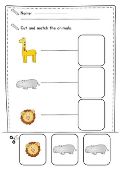 big/small same/different Animal concept worksheets - Color + b&w NO PREP